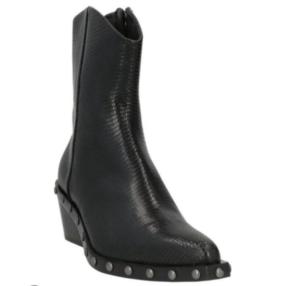 Rag & Bone santiago mid boots Womens black Lizard-embossed calf Size EU 40/US9.5 - Picture 2 of 16